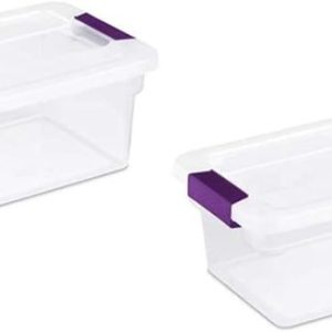 Sterilite 6 Quart ClearView LatchTM with Sweet Plum Handles, Pack Of 2 Containers