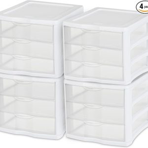 4 Sterilite ClearView Portable 3 Storage Drawer Organizer Cabinets (Open Box)