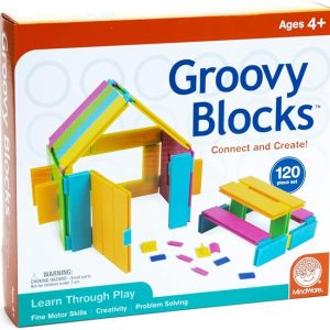 Groovy Blocks Mindware 120 Piece Set - Building Blocks for Kids Ages 4+