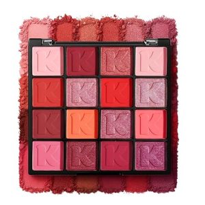 K'APEINE Red Eyeshadow Palette Matte Glitter Eye Shadow Goth Eye Makeup (16 Colors)