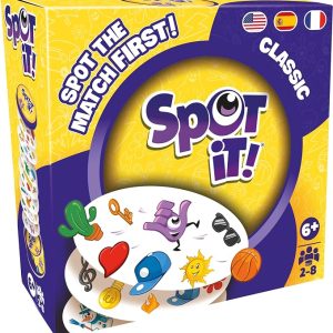Asmodee Spot It! Classic Card Game (2024 Refresh) - Eco-Sleeve Edition, 5-in-1 Visual Perception Game for Quick Reflexes and Family Fun, Ages 6+, 2-8 Players, 10 Minute Playtime